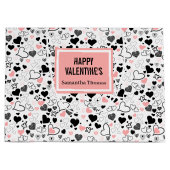 Custom Name Wedding Heart Sketch Gift Wrapping Bag ラージペーパーバッグ (正面)