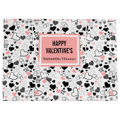 Custom Name Wedding Heart Sketch Gift Wrapping Bag ラージペーパーバッグ (裏面)