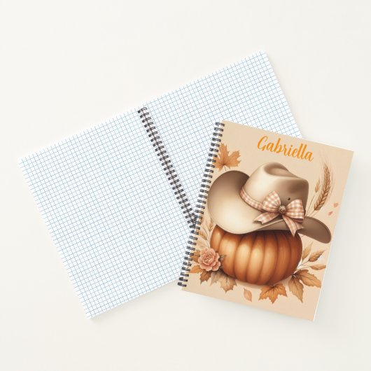 Custom name Western themed hat, pumpkin  ノートブック (内部)