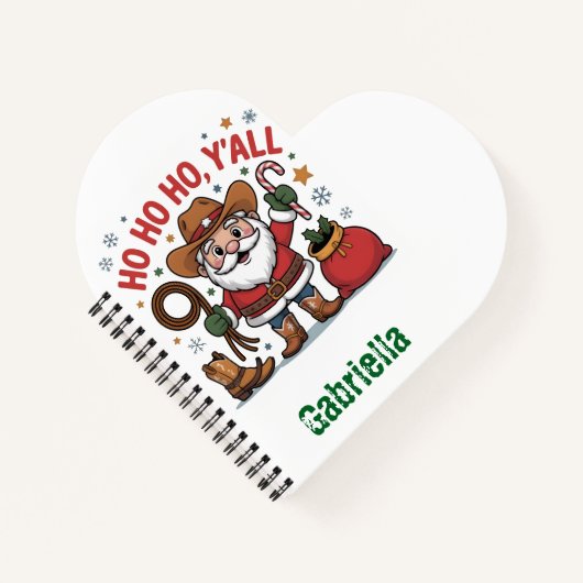 Custom name western themed Santa Christmas ノートブック (正面)