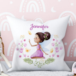 Custom Name Whimsical Nursery Fairy Pillow クッション