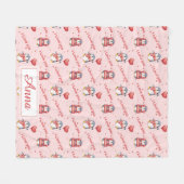 Custom Name Whimsical Penguin Kids Fleece Blanket フリースブランケット (正面(横))