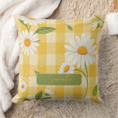 Custom Name White Floral Yellow Background クッション (ブランケット)