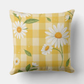 Custom Name White Floral Yellow Background クッション (裏面)