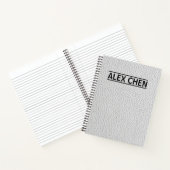 Custom Name White Leather Texture Minimalist ノートブック (内部)