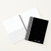 Custom Name White Vector Pattern Black Notebook ノートブック (内部)