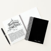 Custom Name White Vector Pattern Black Notebook ノートブック