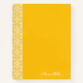 Custom Name white vector Pattern Gold Notebook ノートブック (正面)