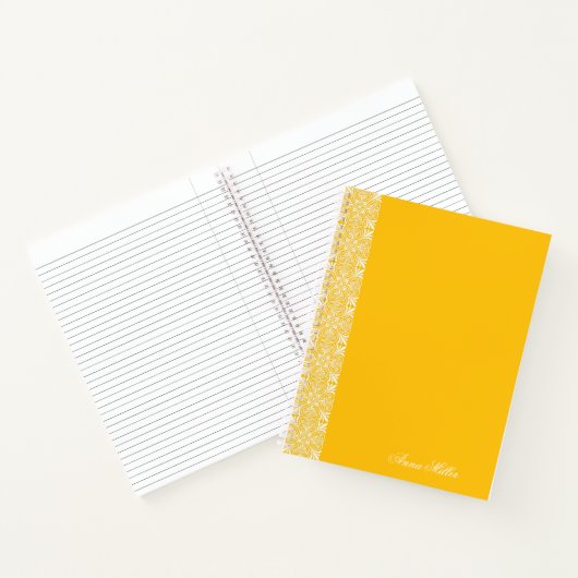 Custom Name white vector Pattern Gold Notebook ノートブック (内部)