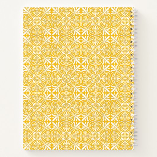 Custom Name white vector Pattern Gold Notebook ノートブック (裏面)