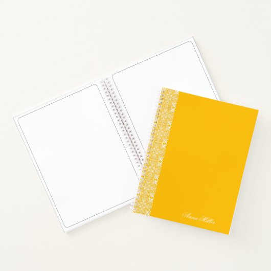 Custom Name white vector Pattern Gold Notebook ノートブック (内部)