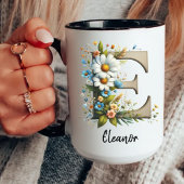 Custom Name Wildflower Monogram Mug for Women マグカップ