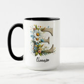 Custom Name Wildflower Monogram Mug for Women マグカップ (左)