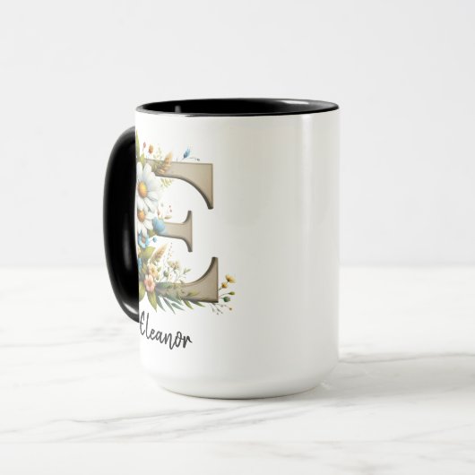 Custom Name Wildflower Monogram Mug for Women マグカップ (正面左)