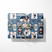 Custom Name Winter Friends Blue Wrapping Paper ラッピングペーパー