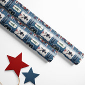 Custom Name Winter Friends Blue Wrapping Paper ラッピングペーパー