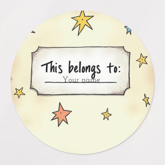 Custom Name with Doodle Stars ラベル (デザイン1)