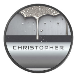 Custom Name With Dripping Liquid Metal アイスホッケーパック