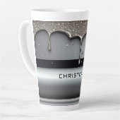 Custom Name With Dripping Liquid Metal カフェラテマグ (左アングル)