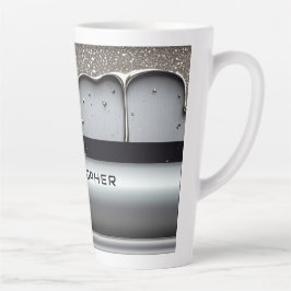 Custom Name With Dripping Liquid Metal カフェラテマグ