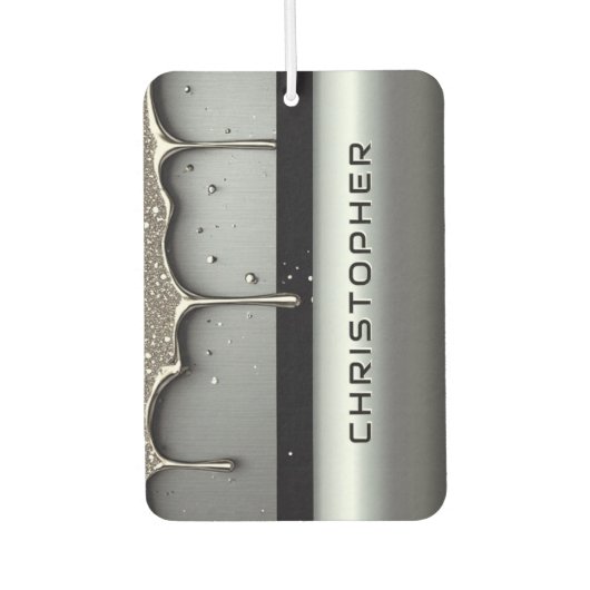 Custom Name With Dripping Liquid Metal カーエアーフレッシュナー (正面)
