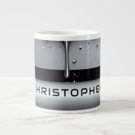 Custom Name With Dripping Liquid Metal ジャンボコーヒーマグカップ