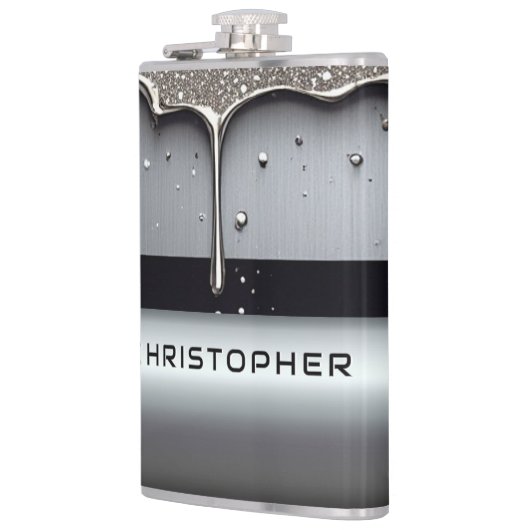 Custom Name With Dripping Liquid Metal フラスク (左)