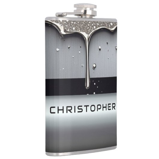 Custom Name With Dripping Liquid Metal フラスク (右)