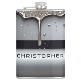 Custom Name With Dripping Liquid Metal フラスク