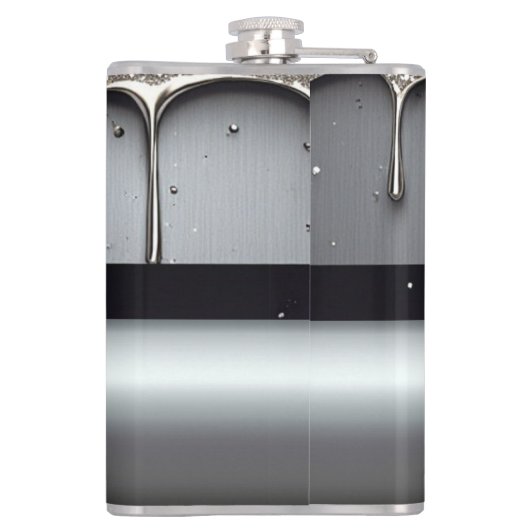 Custom Name With Dripping Liquid Metal フラスク (裏面)