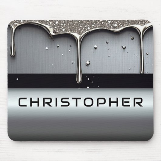 Custom Name With Dripping Liquid Metal マウスパッド (正面)