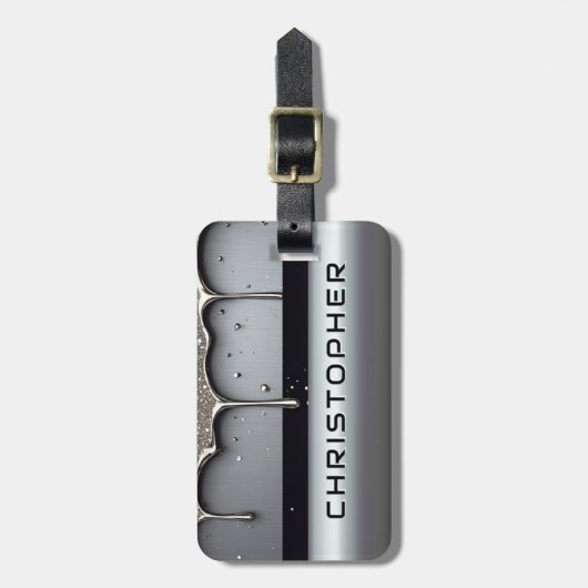 Custom Name With Dripping Liquid Metal ラゲッジタグ (正面縦)