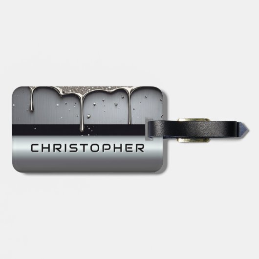 Custom Name With Dripping Liquid Metal ラゲッジタグ (裏面横)