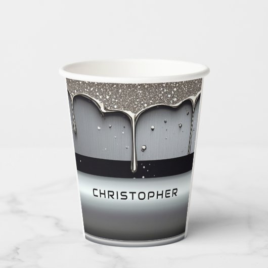 Custom Name With Dripping Liquid Metal 紙コップ (裏面)