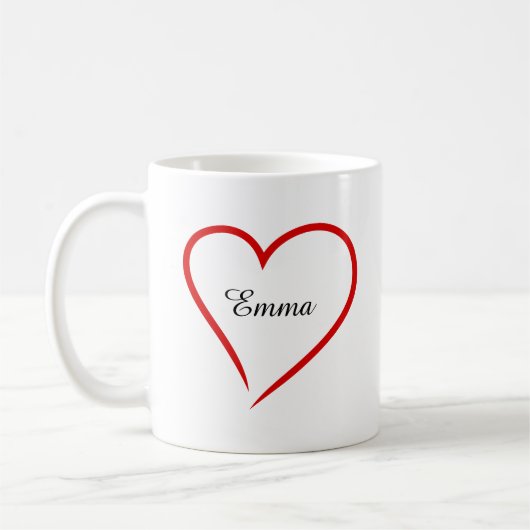 Custom Name with Heart –  Valentine's Day  コーヒーマグカップ (左)