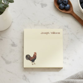 Custom Name with Vintage Rooster Art Sticky Notes ポストイット