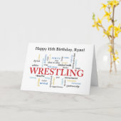 Custom Name Wrestling Birthday Word Cloud カード (黄色い花)