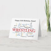 Custom Name Wrestling Birthday Word Cloud カード (正面)