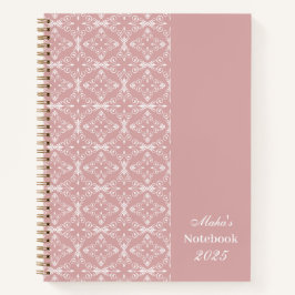 Custom Name & Year Dusty Rose Vector Pattern ノートブック