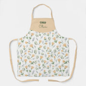 Custom Name Yellow Floral エプロン (正面)