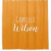 Custom names modern orange minimalist シャワーカーテン (正面)