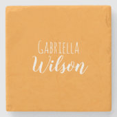 Custom names modern orange minimalist ストーンコースター (正面)