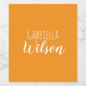 Custom names modern orange minimalist ワインラベル (シングルラベル)