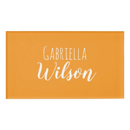 Custom names modern orange minimalist 名札 (正面)