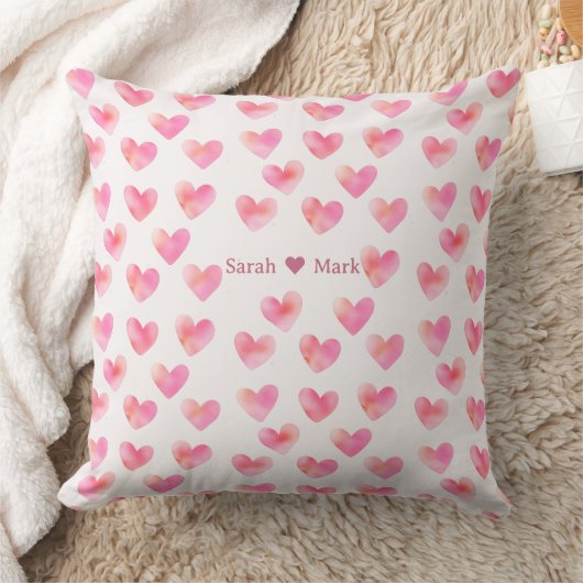 Custom Names Romantic Pink Love Design -  クッション (ブランケット)