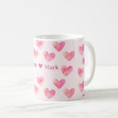 Custom Names Romantic Pink Love Design -  コーヒーマグカップ (正面右)