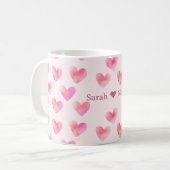 Custom Names Romantic Pink Love Design -  コーヒーマグカップ (正面左)
