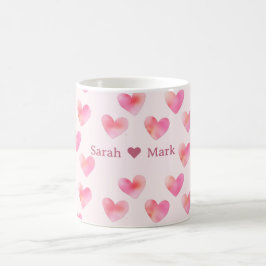 Custom Names Romantic Pink Love Design -  コーヒーマグカップ