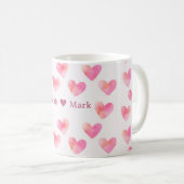 Custom Names Romantic Pink Love Design -  コーヒーマグカップ (正面右)