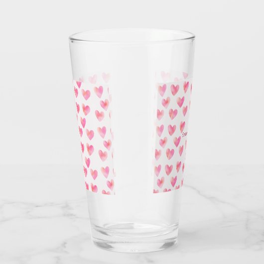 Custom Names Romantic Pink Love Design -  タンブラーグラス (右)